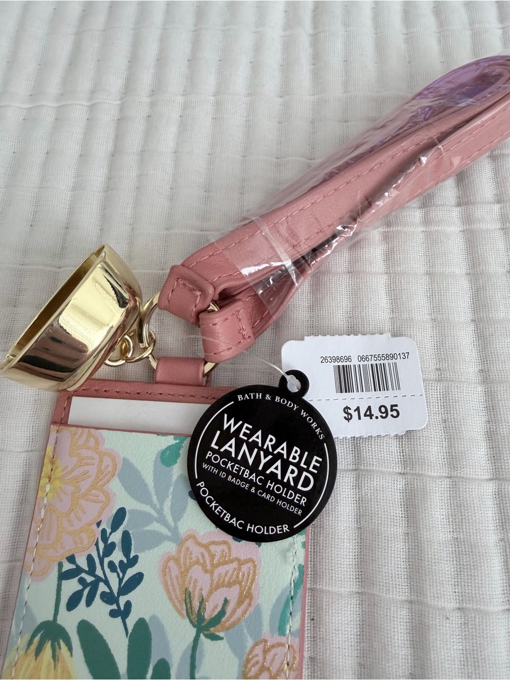Bath & Body Works Pink Floral Wearable Lanyard with Gold Hardware - Picture 3 of 5